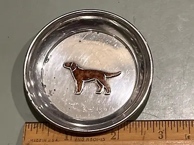 C.1910 English Setter Dog Enameled Sterling Silver Dish Butter Pat Udall &Ballou • $157.50