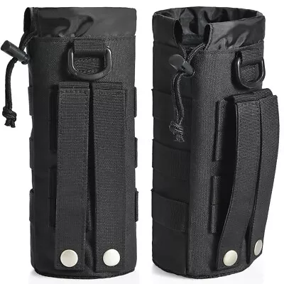 Tactical Molle Water Bottle Holder Upgraded Drawstring Open Top Water Bottle Bag • $5.99