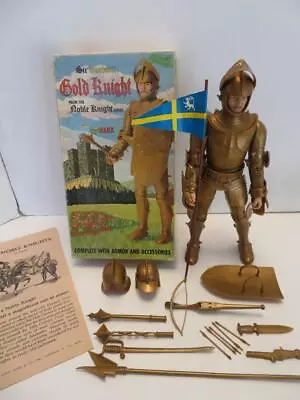 Vintage 1960s Marx Noble Knights Sir Gordon Gold Knight 12  Action Figure • $97.98