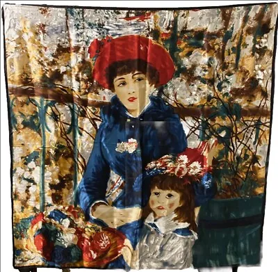 Pierre Augustus Renoir Two Sisters Art Hand Rolled 100% Silk Scarf Vintage • $29.98