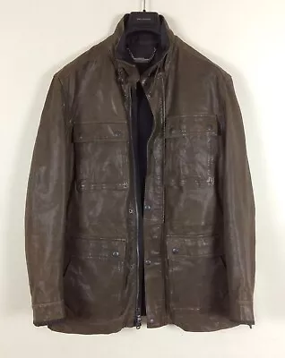 John Varvatos Brown Leather Military Field Jacket • $249.99