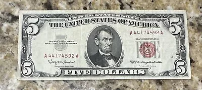 1963 $5 Dollar Red Seal US Note • $15