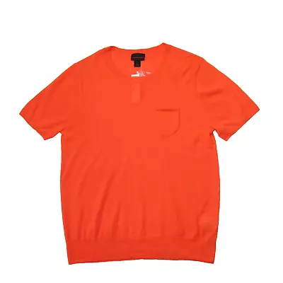 NWT J.Crew Italian Featherweight Cashmere Pocket T-shirt In Neon Persimmon L • $72