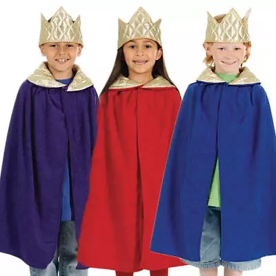 King Cloak + Crown Fancy Dress Nativity Christmas Kids Childs Xmas Child Costume • £10.99