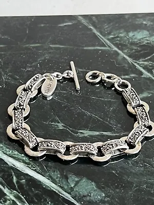$224.95 • Buy Lois Hill Sterling Silver Hammered Granulated Link Toggle Bracelet