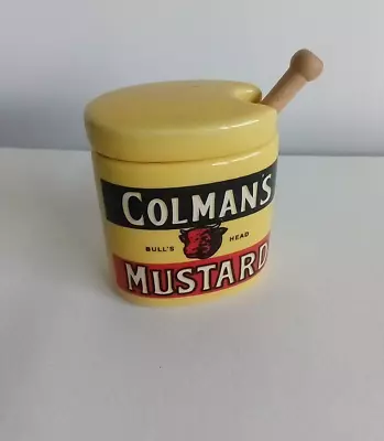 Vintage Colman's Mustard Pot With Wooden Spoon The Mustard Shop Norwich • £9.99