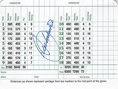 £493.45 • Buy Seve Ballesteros Hand Signed Masters Golf Score Card        Very Rare       Jsa
