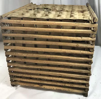 Primitive Wood 12 Dz Egg Crate Carrier Box Original Hand Made W/Sticks Folk Art • $74.99