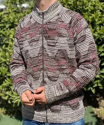 Missoni Sport Waves Cardigan 3D Knit Pullover  Retro Sweater Size 52 L  Jeresy • $196