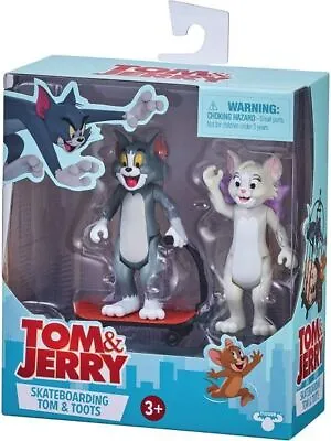 Tom & Jerry Figure 2 Pack Skateboarding Tom & Toots Figure From Moose Toys • $16.95