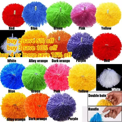 Kids Adults Pompoms Cheer Cheerleading Pom Poms Streamer Pompoms Dance Cheering • £4