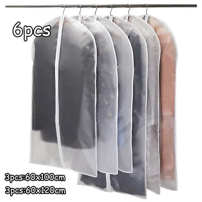 6pcs Dust Cover Garment Bags Waterproof Suit Coat Clothes Wardrobe Storage Bag • £8.69