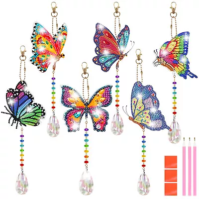 6Pcs Diamond Picture Wind Chimes Kit DIY Butterfly Diamond Painting Art ✅ • $27.89