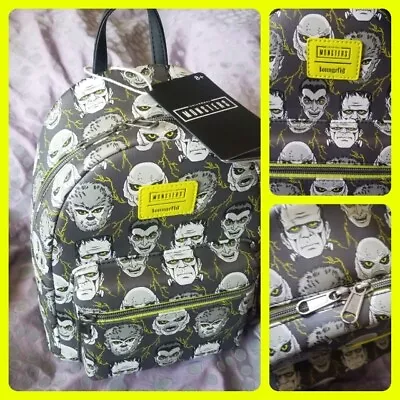 Loungefly Universal Monsters Mini Backpack NWT Dracula Werewolf Frankenstein • $86.98