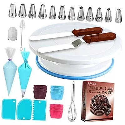  100 Pcs Cake Decorating Supplies Kit With Non-Slip Turntable -12 Numbered  • £24.38