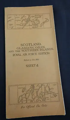 Original WW2 Era RAF Map Entitled  GLASGOW OBAN And The SOUTHERN ISLANDS  • £19.99