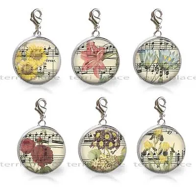 Sheet Music & Flowers 20mm Clip On Charm Handcrafted Add To UR Necklace Bracelet • $8.96