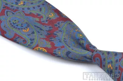 ETRO Red Blue Green Jumbo Paisley 100% Silk Mens Luxury Tie - 3.50  • $29