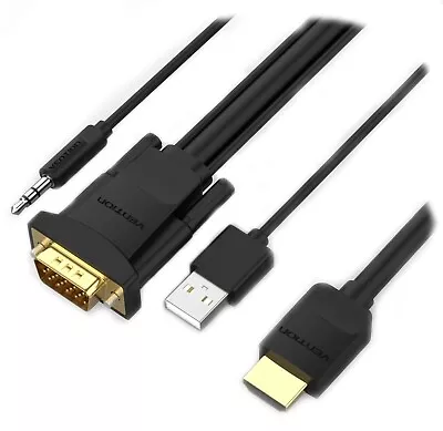 Vention Hdmi (in) To Vga (out) With Audio + (micro Usb Power Input) - 3m Cable • $27.90