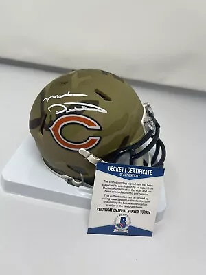 Mike Ditka Signed Chicago Bears Camo Alternate Riddell Mini Helmet Beckett COA 2 • $139.99