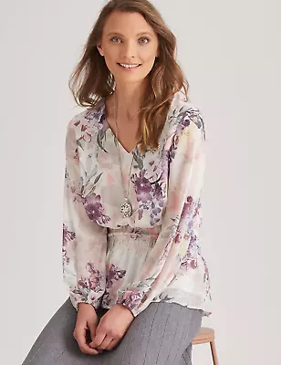 NONI B - Womens Tops -  V Neck Chiffon Print Top • $15.48