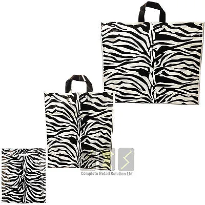 New Strong Plastic Carrier Bags Zebra Printed Strong Handle Pack Of 50 • £331.07