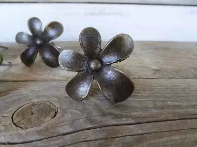Vintage Antique Bronze Metal Flower Drawer Pulls Handles Cabinet Knobs • $7.55