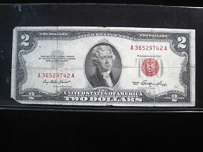 USA $2 1953 A36529742A #UNITED STATES Note Red Seal Jefferson Dollars Money • $7.90
