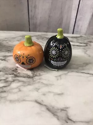 Mini Halloween Salt Pepper Shakers Cracker Barrel De Los Muertos Pumpkins NWT • $13.50