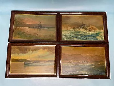 Johann Seits Military Ship Painting 1960s SET Radstadt • $300