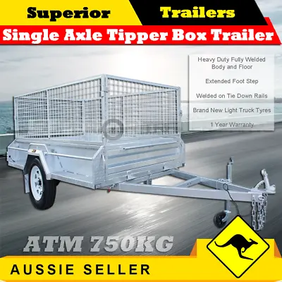 SUPERIOR 8x5 Single Axle Tipper Box Trailer With 600mm Cage - ATM 750KG • $2200