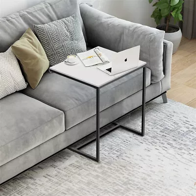 Marble Coffee Table Sofa Side End Table C Shape Bedside Laptop Table White Black • $39.99