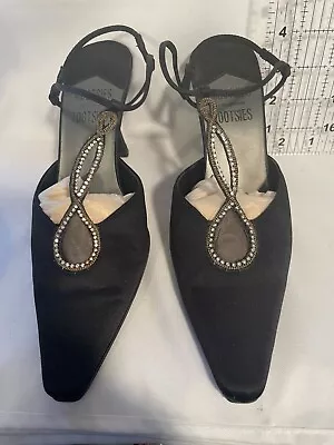 Mootsies Tootsies Black Dressy Heels With Rhinestones 7.5M  Used • $12