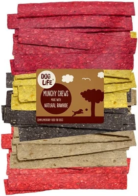 £14.99 • Buy FLAT MUNCHY RAWHIDE Dog Chews Teething Strong Jaws Natural Action Assorted