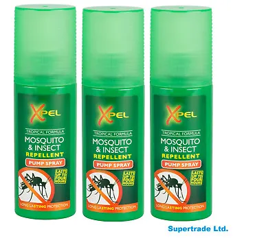 Xpel Mosquito & Insect Repellent Pump Spray Tropical Formula  70ml  X 3 • £8.99