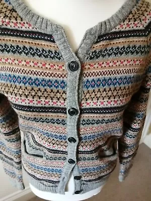 Jack Wills Fair Isle Lambswool Cardigan Size 10 • £15