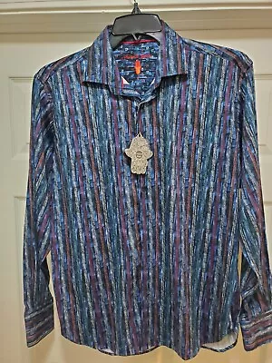 Visconti Black  L/S Button Down MSRP $135 Blue NWT - Medium • $20.99