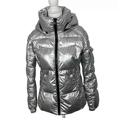S13 NEW  YORK Women's Ella Short Down Puffer Coat Silver Sz S EUC • $65