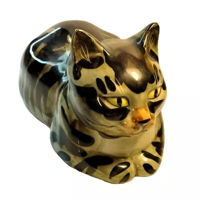 Mann Cat Figurine Japan Brown Black Tabby Tiger Lying Kitten Kitty • $24.99