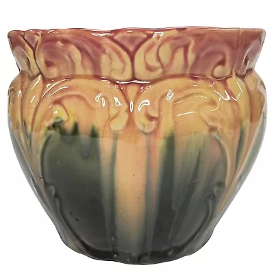 Antique 1900s Roseville Pottery 454-6 Blended Majolica Jardiniere Planter Vase • $235