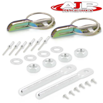 $11.99 • Buy Safety Carbon Fiber Glass Hood Bonnet Aluminum Locking Bolt Pins Latch Neochrome