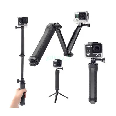 AU 3Way Selfie Stick For Gopro Hero 10 9 8 7 6 5 GoPro Tripod Monopod Pole Mount • $26.29