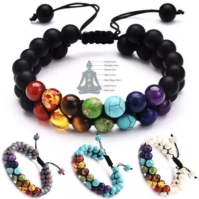 7 Chakra Beaded Healing Reiki Natural Stone Bracelet Elastic Women Men Jewelry • $5.19