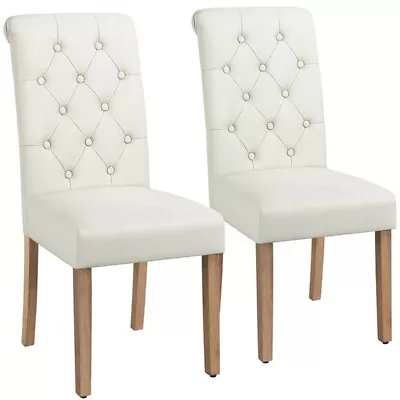 Dining Chairs 2pcs Fabric Kitchen Chairs High Back Upholstered Seat Home Kitchen • £43