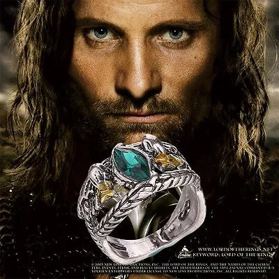 All Size Lord Of The Rings Tibetan Silver Aragorn's Ring With Christmas Gift Bag • £13.41