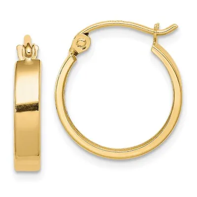 Real 10K Yellow Gold Princess Square Tube Hoop Earrings; Women & Men • $85.54