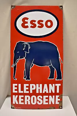 Vintage Esso Elephant Kerosene Sign Board Porcelain Enamel Gasoline Pump Oil 164 • $656.81