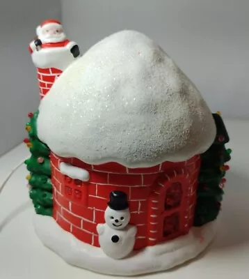 Vintage Hand Painted Lighted Ceramic Christmas Santa And Snowman Igloo Light Up • $20