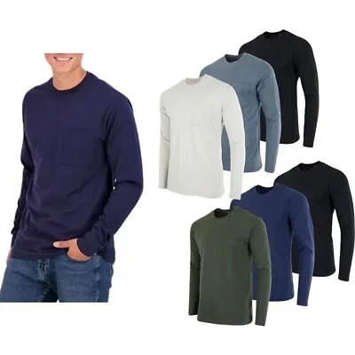 Men's Cotton Long Sleeve T-Shirt With Chest Pocket (3-Pack) • $24.99