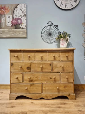 £495 • Buy Solid Pine Merchants Chest Of Drawers Sideboard Rustic Stripped Pine Look